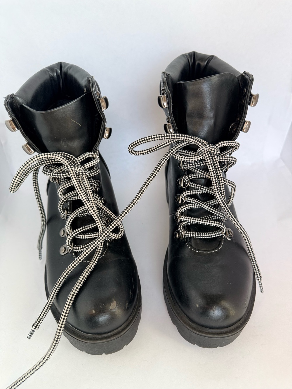 Soda Black Lace-Up Platform Combat Boots - Women's